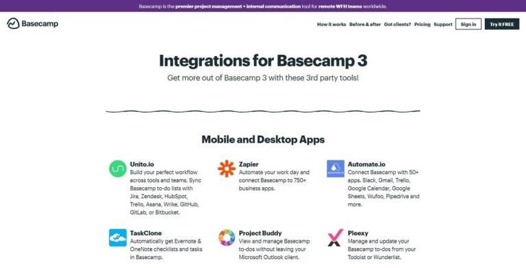برنامه‌های سازگار با basecamp