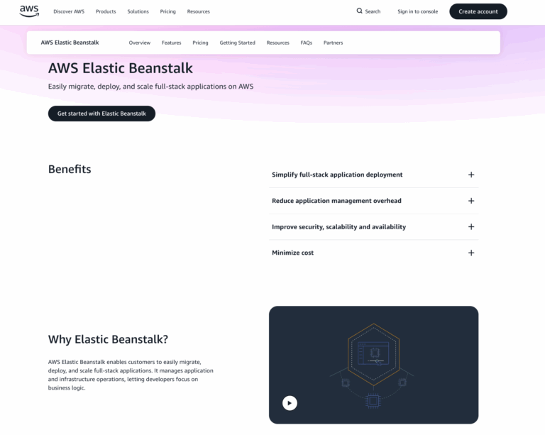 صفحه لندینگ AWS Elastic Beanstalk