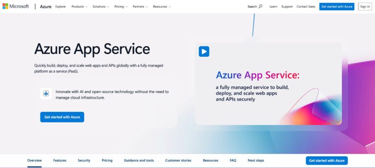 صفحه لندینگ Azure App Service