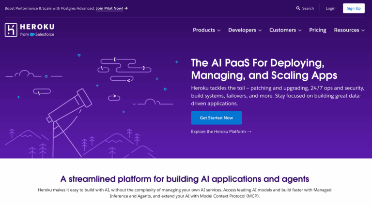 صفحه لندینگ Heroku